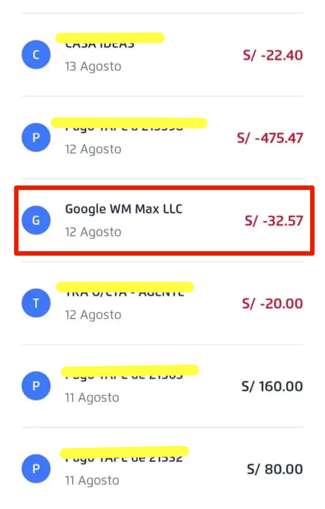 What is "GOOGLE WM MAX LLC CHARGE" On Your Bank Statement?